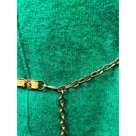 Women's Vintage Escada Chain Belt Gold Tone Logo Charm Adjustable Designer Belt - Picture 4 of 4